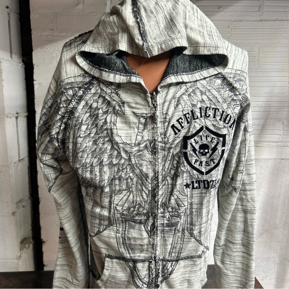 Affliction Gray Graphic Hoodie